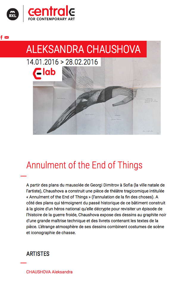 Exposition. Aleksandra Chaushova : Annulment of the End of Things.